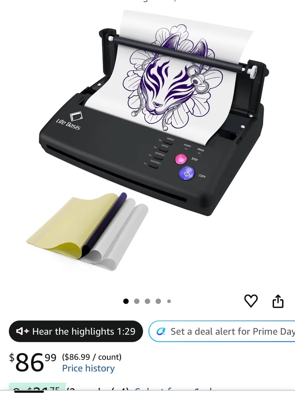 Life basis thermal tattoo transfer machine brand new